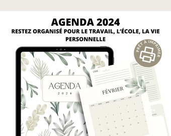 Planner annuel, agenda 2024 en Français, imprimable!