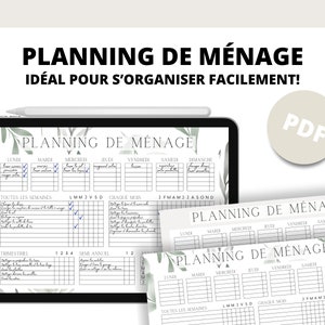 Planning ménage imprimable | Check-list tâches ménage hebdomadaire | PDF à télécharger | Organisation maison | A4