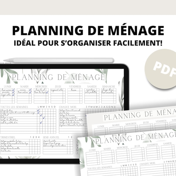 Planning de ménage | Check-list ménage | Tâches ménagères |  Français | PDF | Pour une meilleure organisation.
