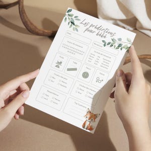 Carte de prédiction bébé | Pronostics bébé | en français | PDF | Imprimable | Babyshower | Gender reveal | Produit numérique image 2