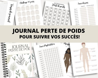 Weight loss journal | in French | Weightloss | PDF | Printable | Weight tracking.