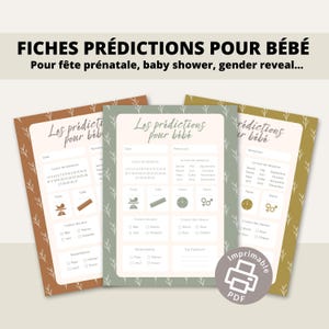Baby Prediction Card | Baby Predictions | in French | PDF | Printable | Baby Shower | Gender Reveal | Digital Product