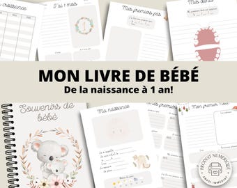 Livre de bébé | en français | PDF A4 | Imprimable | Journal de bébé | Première année de bébé | Produit digital