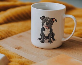 Mug animal de compagnie, Mug chien, Idée cadeau pour les amoureux des chiens, Monument commémoratif d'un animal de compagnie, Mug Staffie