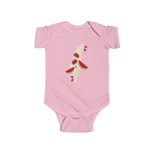 Infant Garment for Solidarity - Fine Jersey Watermelon Onesie- Palestinian Flag Symbol Onesie