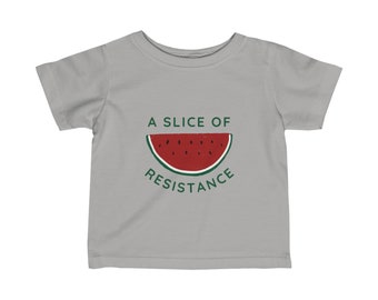 Infant Garment for Solidarity - Fine Jersey Watermelon T-shirt - Palestinian Flag Symbol T-Shirt