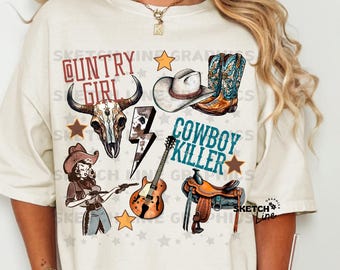 Western Collage Shirt Design Png, Cowboy Killer Png Digital, Hey Cowboy Country Shirt Png Pobierz, Trendy Western Png Design