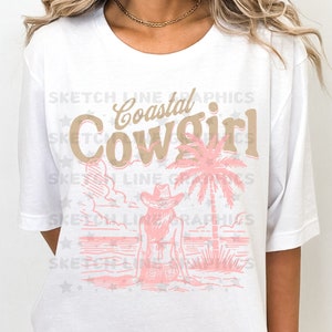 Coastal Cowgirl Western Shirt Design Png, Retro Western Cowgirl Digital Download, Hot Cowgirl Summer, Palm Trees Png, Summer Sublimation Png