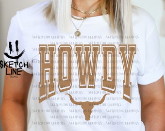 Howdy Western Png Svg Western Sublimation Shirt Design Distressed Varsity Letters Cow Skull Digital Download Western Png