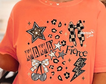 Mamá feroz con estampado de leopardo (PNG): Descarga de sublimación de camisetas con collage digital, diseños de camisetas de tendencia