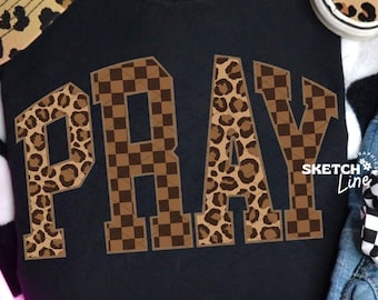 Estampado de leopardo a cuadros PNG, descarga digital para sublimación, estilo preppy y moderno, diseño de camiseta de fe