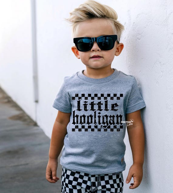 Little Hooligan Checkered Kids Shirt Png Design, Trending Png Shirt Design, Retro Youth Sublimation Digital Download, Cute Kids Tee Design