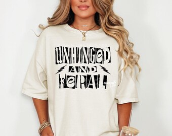 Unhinged And Feral Png Design, PNG Digital For Shirts, Funny Sublimation Shirt Digital Download, Snarky Grunge Png, Trucker Hat Patch Png