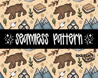 Camping Seamless, Outdoorsy Seamless, Stoffdesign-Datei, Trending Pattern