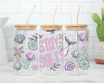 Bleiben Sie salzig 16 Unzen Glasdosenverpackung Png, Meerjungfrau-Sommer-Designverpackung, Sommerpng, Glasdosenverpackung, libbey Glasdosenverpackung, bleiben Sie salzig Png-Design