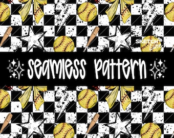 Softball Checker Print Seamless, kariert Seamless, Stoffdesign-Datei, Trending Pattern