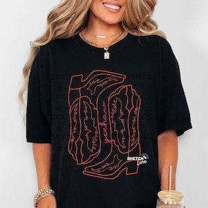 Western Neon Boots Png Design, Western Shirt Design Digitale Png, PNG Digital Für Hemden, Trendige Trucker Hut Png, YeeHaw Sublimation Png