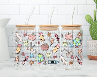 Lehrer 16 Unzen Glasdose Wrap Png, Retro Lehrer Design Wrap, Lehrer Png, Glasdosenverpackung, Libbey Glasdosenverpackung, Teach Png, Trendy Dosenverpackung