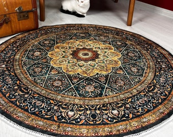 Traditional Round Rug, Perfect for Elegant Spaces, Decorative Round Area Rug, Timeless and Sophisticated, Mid Century Medallion