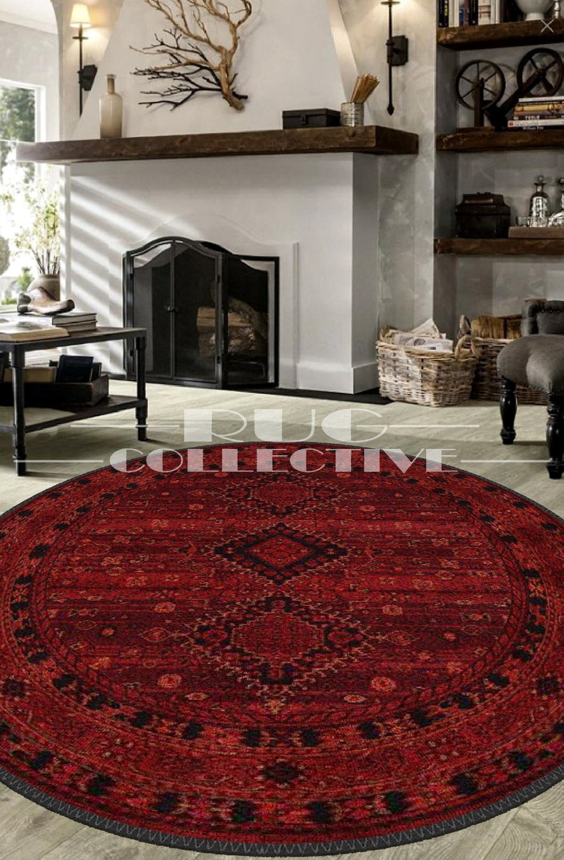 Kelim Teppich Runder ethnischer Orientteppich, traditionelle anatolische Bodenmatte, einzigartiges Wohndekor, Handwerker, Boho-Bodenteppich Bild 3