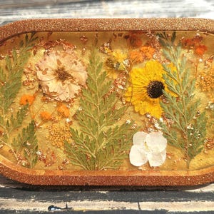 Resin Tray with Fall Floral Design & Copper Accents - Personalization Available for Jewelry, Soap, and More