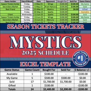 Washington Mystic Spielplan | Saisonkarten-Tracker
