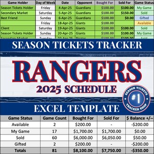 Rangers Spielplan | Saisonkarten-Tracker