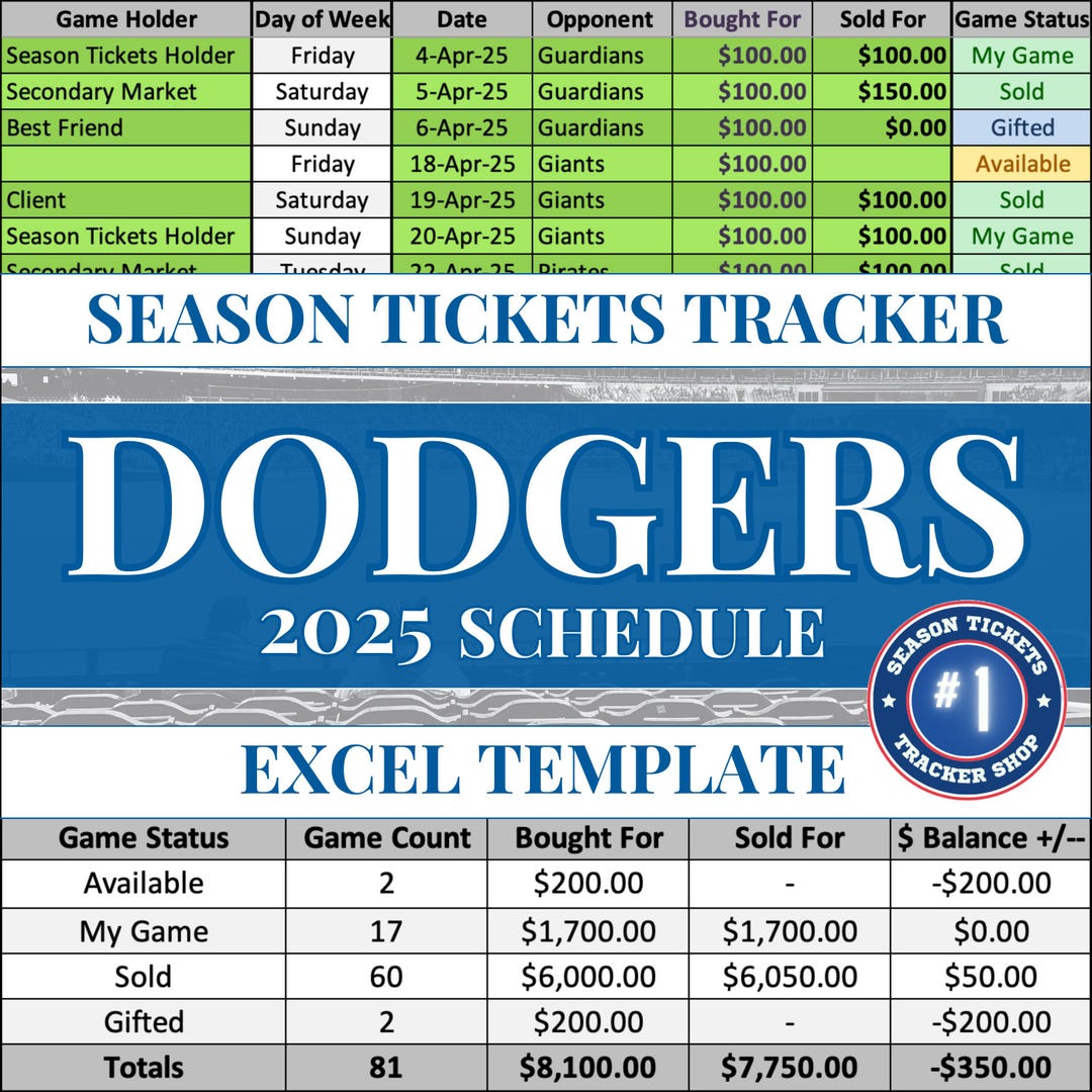 Dodgers | Season Tickets Tracker - Etsy