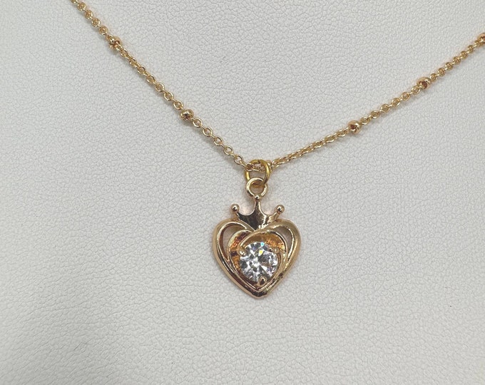 Royal Heart Crown Necklace
