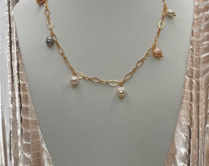 Pearl Cascade Gold Necklace