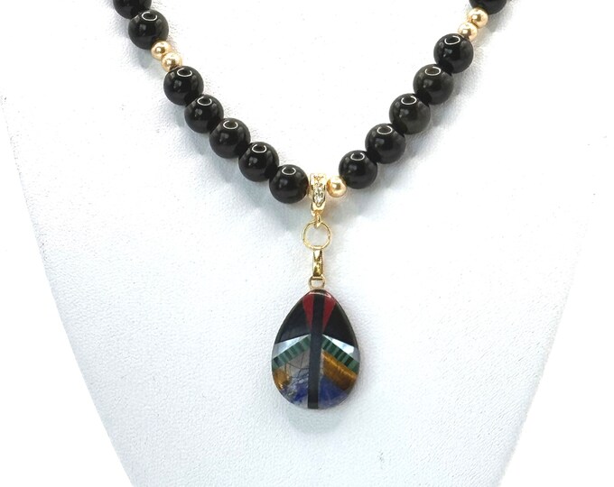 Midnight Mosaic Teardrop Necklace