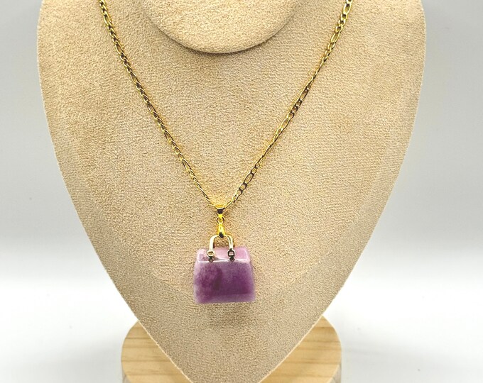 Lilac Jade Purse Necklace