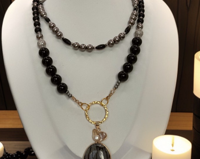 Midnight  Pearl Whispers  Necklace