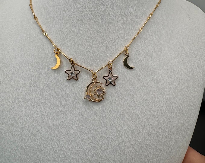 Moon and Stars Charms Necklace