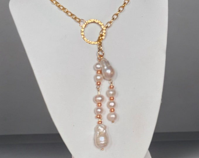 Heishi Baroque Pearl Drop Necklace