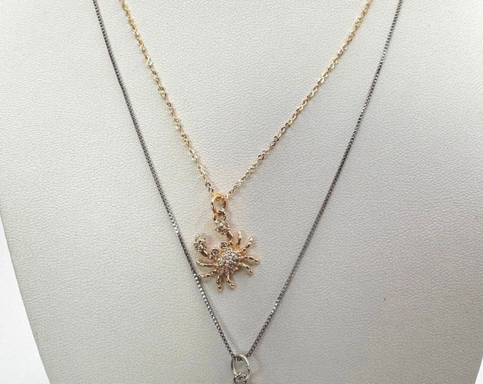 24 Gold Plated Crab Pendant Necklace