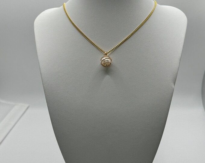 Natural Cultured Freshwater Pendant Necklace 18K Gold Plated copper wire