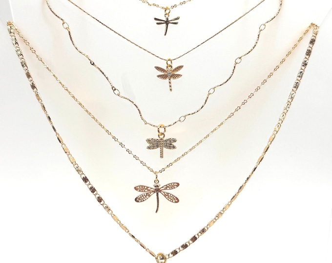 18 K Gold-Plated Dragonfly Pendant Necklace