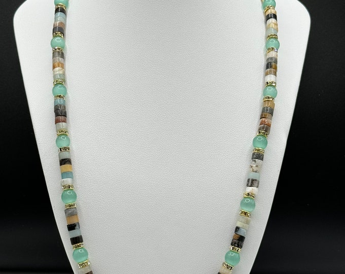 Cat’s Eye and Amazonite Beads Necklace