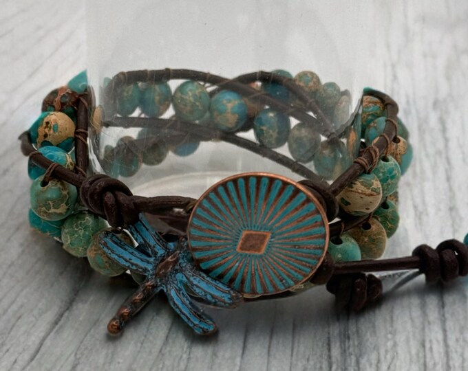 Dragonfly Oasis Beaded Wrap Bracelet