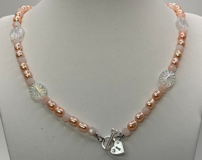 Blushing Romance Necklace AAAA + Pearls