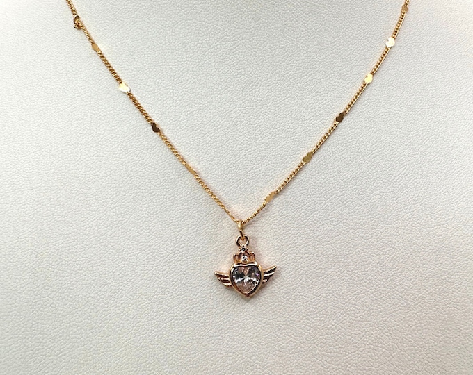 Winged Heart Crystal Necklace