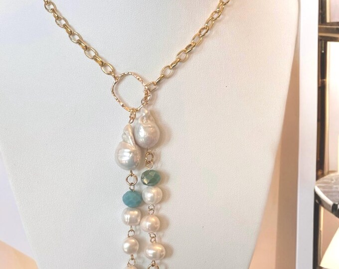 Golden Cascade Elegance Pearl Necklace