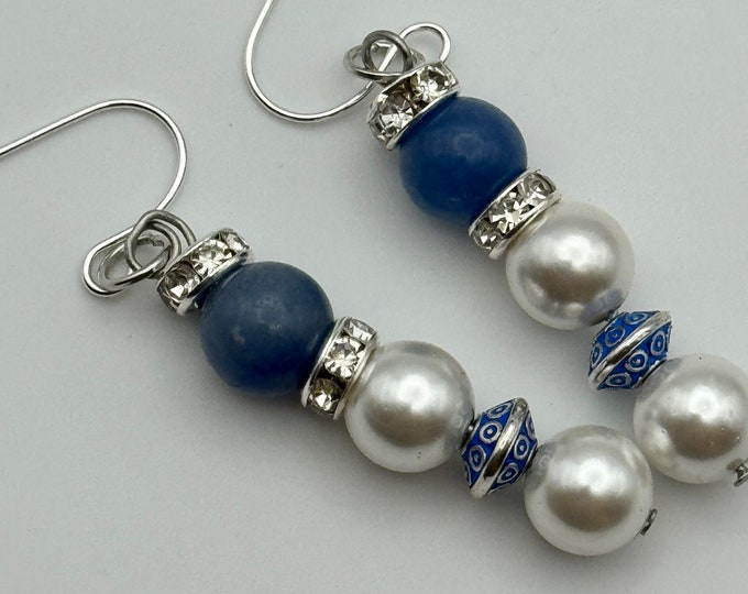 Pair of Drop Pearl  a Silver Plated Earrings
