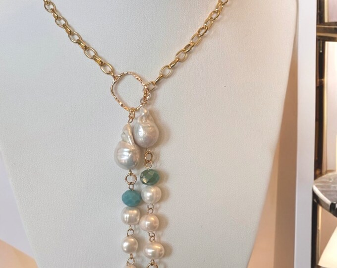 Golden Cascade Elegance Pearl Necklace