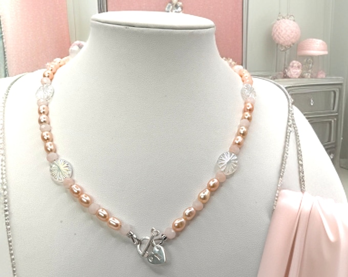 Blushing Romance Necklace AAAA + Pearls
