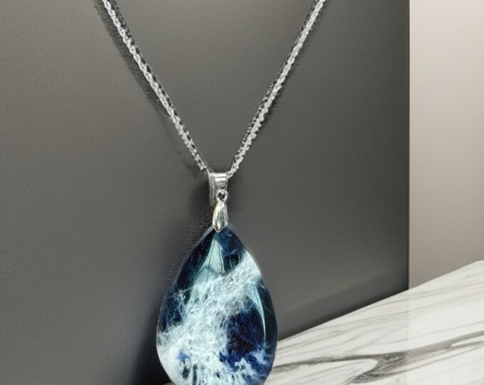 Large Sodalite Teardrop Necklace