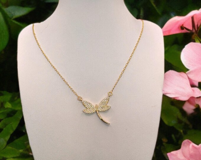 Shimmering Wings Dragonfly Necklace