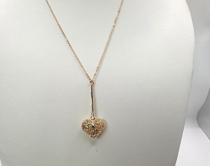 Golden Filegree Heart Necklace