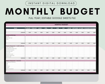 Budget Planner Google Sheets Monthly Budget Spreadsheet Paycheck Budget Tracker Google Sheets Weekly Budget Template BiWeekly Budget Debt